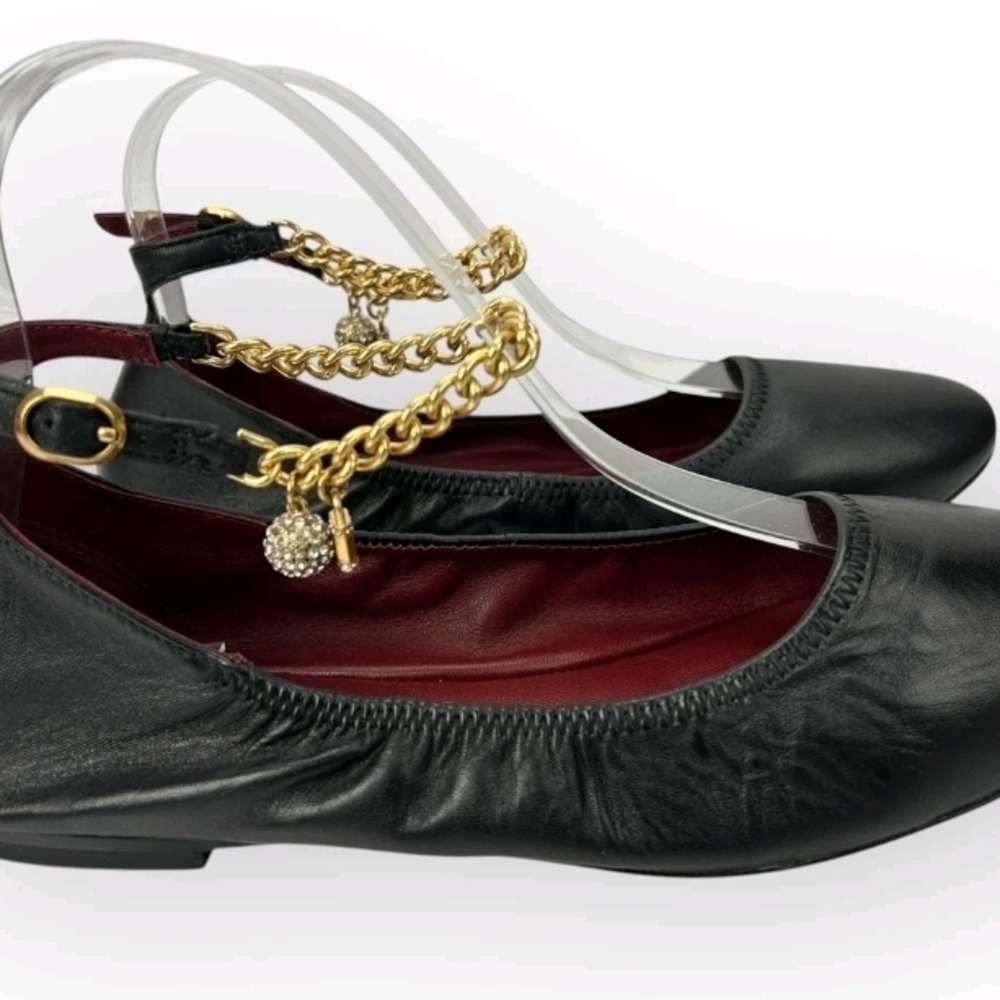 Kate Spade‎ Black Flats with Gold Chain Accent